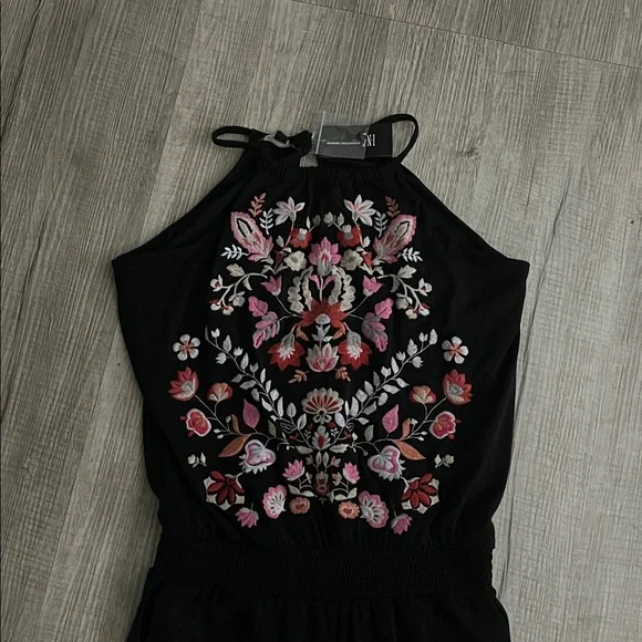 INC Black Sleeveless Embroidered Floral Jumpsuit - Picture 5 of 15